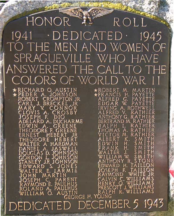 Spragueville World War II Memorial
