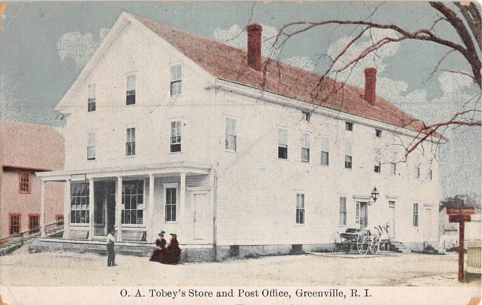 c.1910 Postcard: OA Tobey’s Store & Post Office Greenville RI